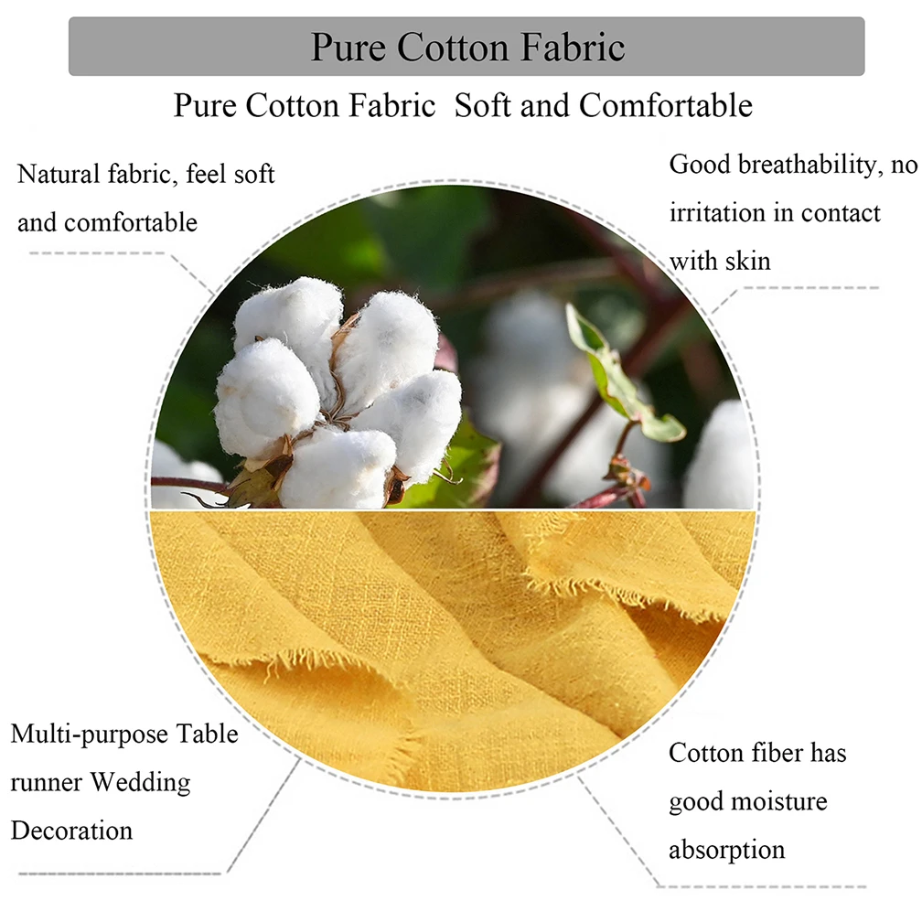 Wedding Decoration Dinner Table Runner Light Airy Feel Gauze Cotton Fabric Rustic Country Boho Beach Wedding Christmas Decor