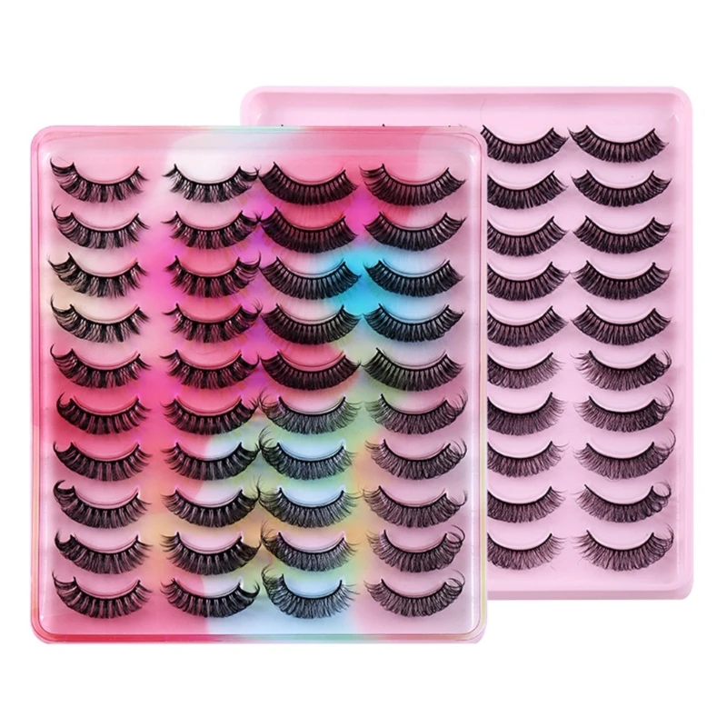 20 Pairs False Eyelashes Fluffy Dense Russian Curling False 