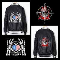 skull vinyl heat transfers stickers applique on clothes iron on transfer for jacket thermal hippie sticker for clothes