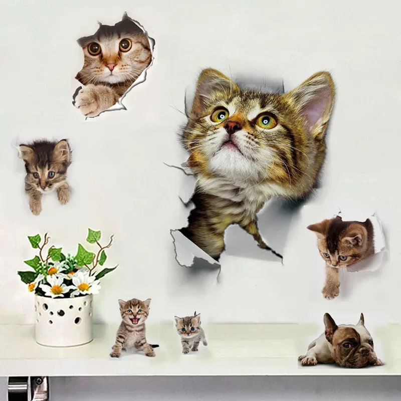 

Piece 3D Cat Stickers, Family Wall sticker Decals, Window, Bedroom, Bathroom, Bath Seat Decor, Kitchen Accessories