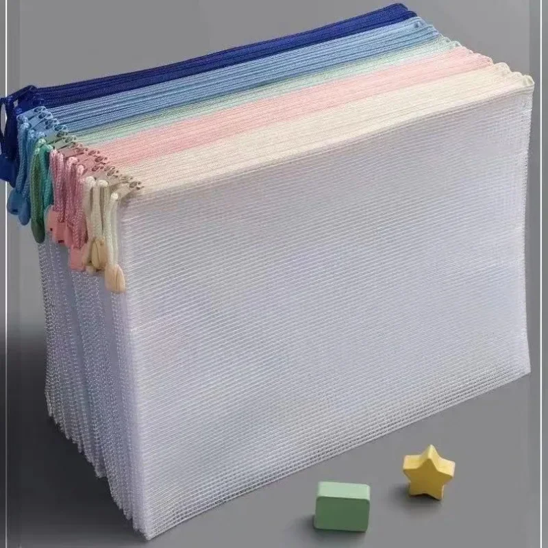 Прозрачные сетчатые пакеты для файлов A4 на молнии школьные принадлежности