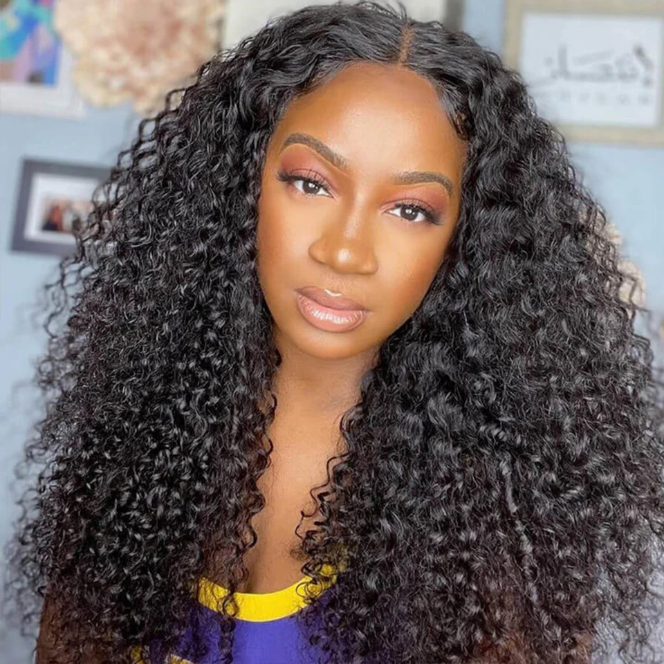 13x4 Lace Front Kinky Curly Wig Human Hair Peruvian Kinky Curly Lace Front Human Hair Wigs for Women 4x4 Closure Wig on Sale