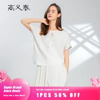 love simple o neck hollow out batwing short sleeve white silk woman tshirts office tie wrapped pointed hem loose tops by071