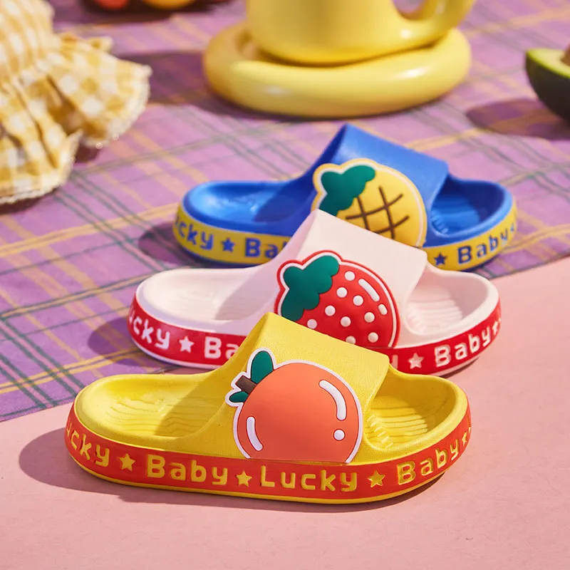 

Fruit series bordered cute children's slippers cute cartoon parent-child summer home indoor thick-soled boys and girls shoes