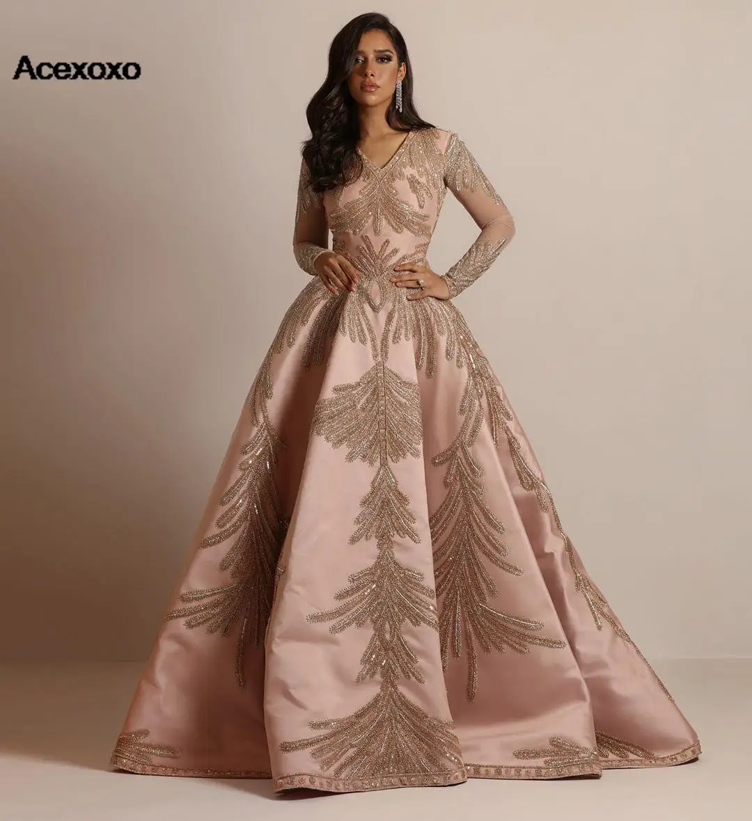 

2023 new European and American women's independent station explosive hot hot sleeves long dress banquet sexy evening dress