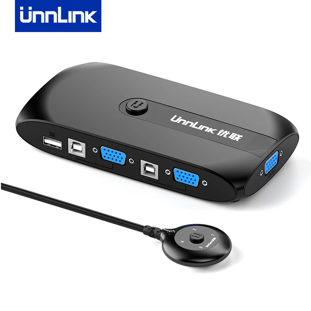 Квм-переключатель Unnlink 4X1 VGA, 1080P, видеопереключатель 4 в 1, выход для компьютера, ноутбука, монитора, мыши, клавиатуры, принтера