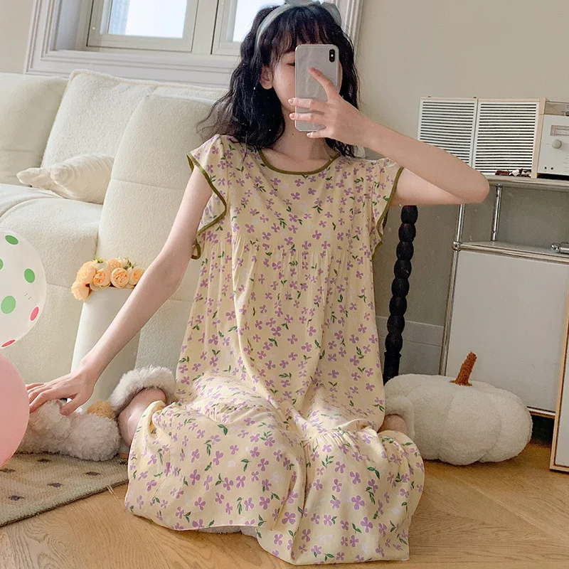 Round-neck Sleeveless Casual Night Wears For Women Attractive Nightwear Summer Pajamas Loungewear Homewear Big Size Clothing