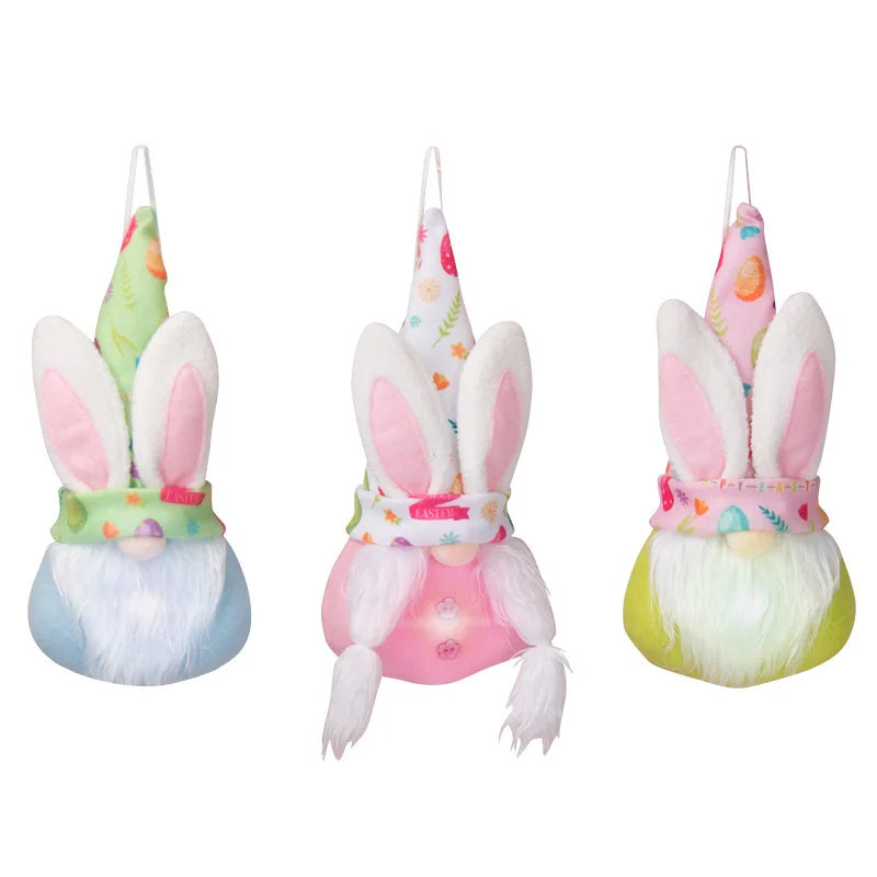 

3pcs Set 2022 New Easter Decoration Faceless Gnome Rabbit Doll Handmade Reusable Home Decoration Spring Hanging Bunny Ornament