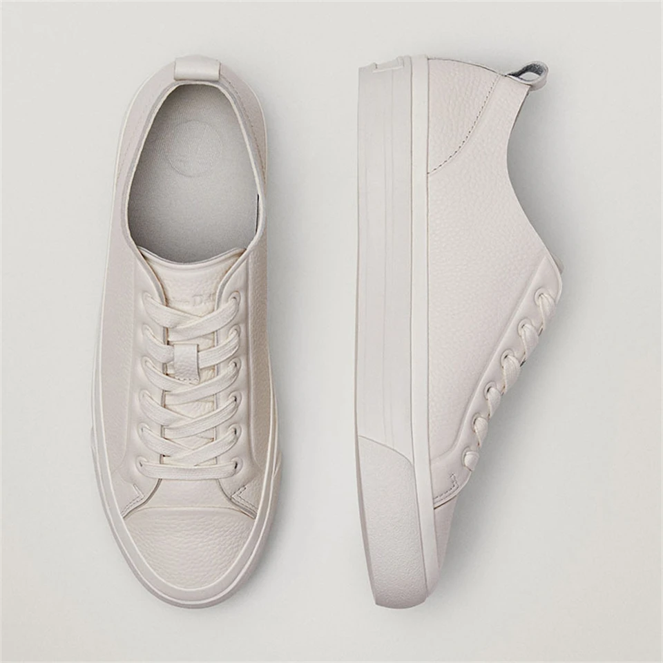 White Genuine Leather Sneakers Women Casual Lace-up Sport Flat Shoes Girls Vulcanized Shoes Tenis Feminino Zapatillas De Mujer