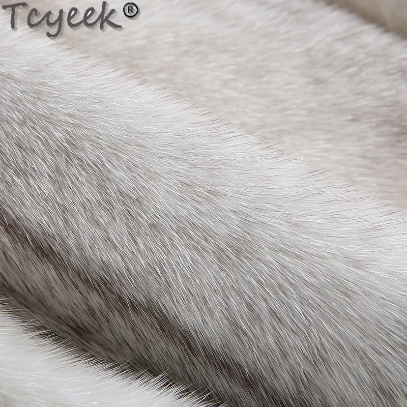 Tcyeek Роскошная куртка из натурального норкового меха средней длины пальто