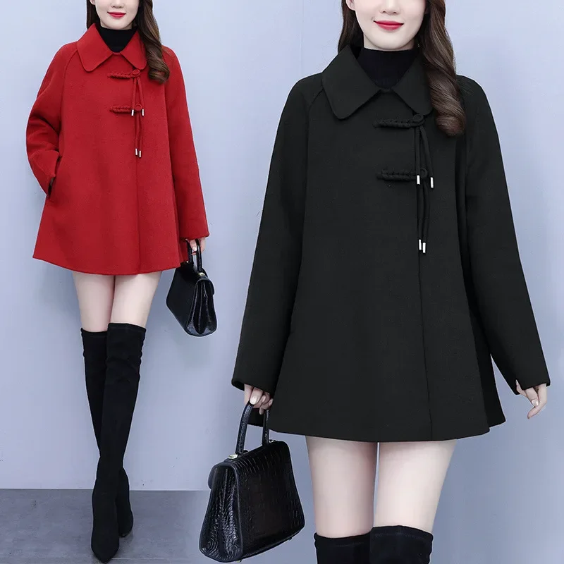 Осенне-зимняя свободная модная винтажная куртка средней длины стройнящее пальто