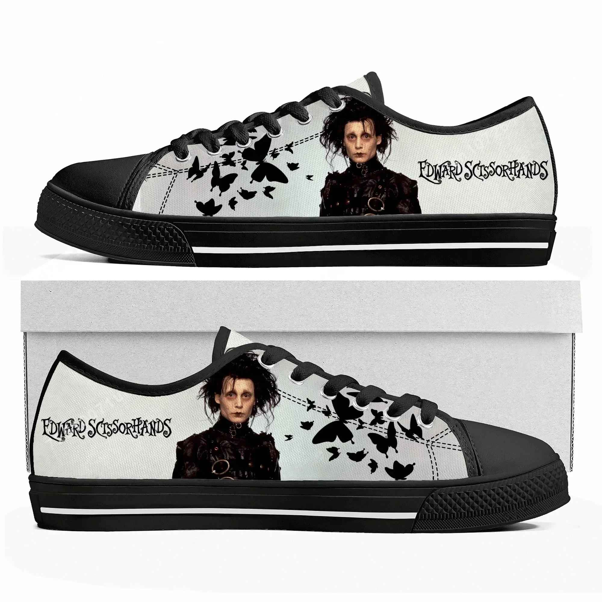 Фото Кроссовки Edward Scissorhands Johnny Depp, низкие, мужские, женские, подростковые, из холста, повседневные, на заказ, с возможностью индивидуального дизайна. №1