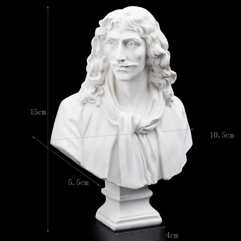 

BUF Resin Bust Statue of Moliere Art Sketching Practice Sketching Plaster Home Decoration Ornaments Collecting Crafts