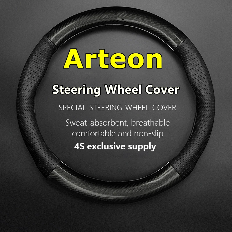 

Leather Carbon Fiber For VW Arteon Steering Wheel Cover Genuine Leather Carbon Fit Volkswagen Arteon 2.0T Shooting Brake R-Line