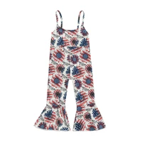 baby little girls independence day jumpsuit spaghetti strap sleeveless stars stripe printed bell bottom playsuit summer clothing