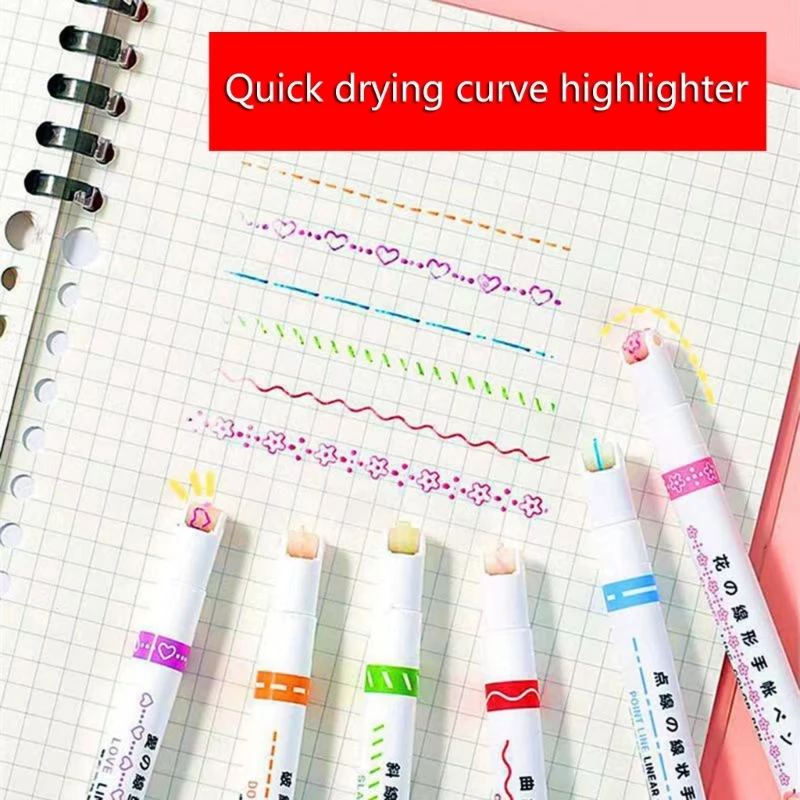 

Цветные изогнутые ручки, 6 цветов, с разными узорами, для скрапбукинга, календаря, H8WD