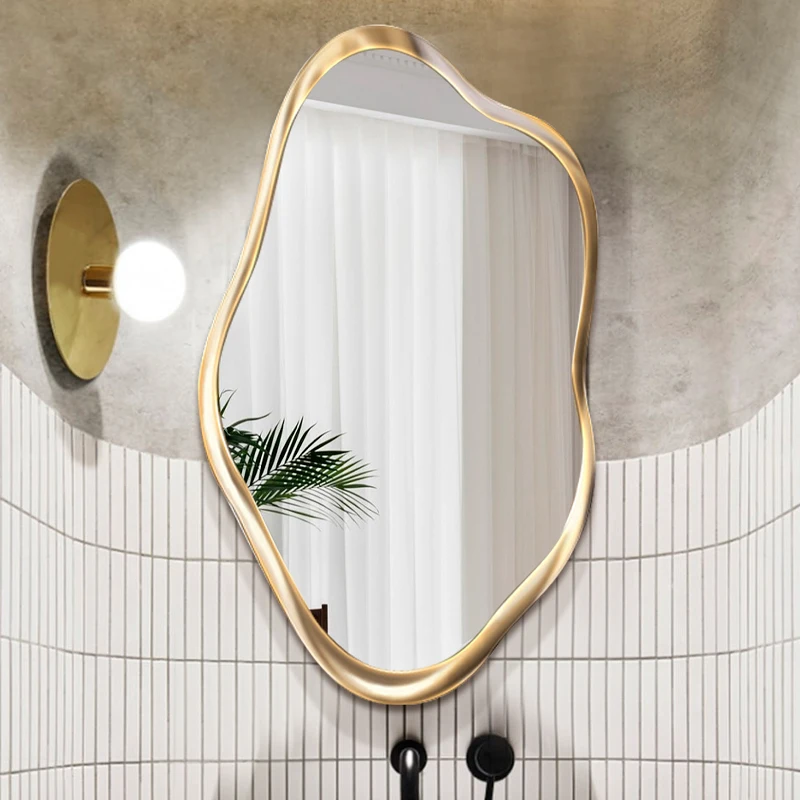 

Большое светодиодное декоративное зеркало для макияжа, спальни, настенное висячее зеркало для ванной комнаты, эстетическое зеркало с подсветкой, Декор для дома YX50DM