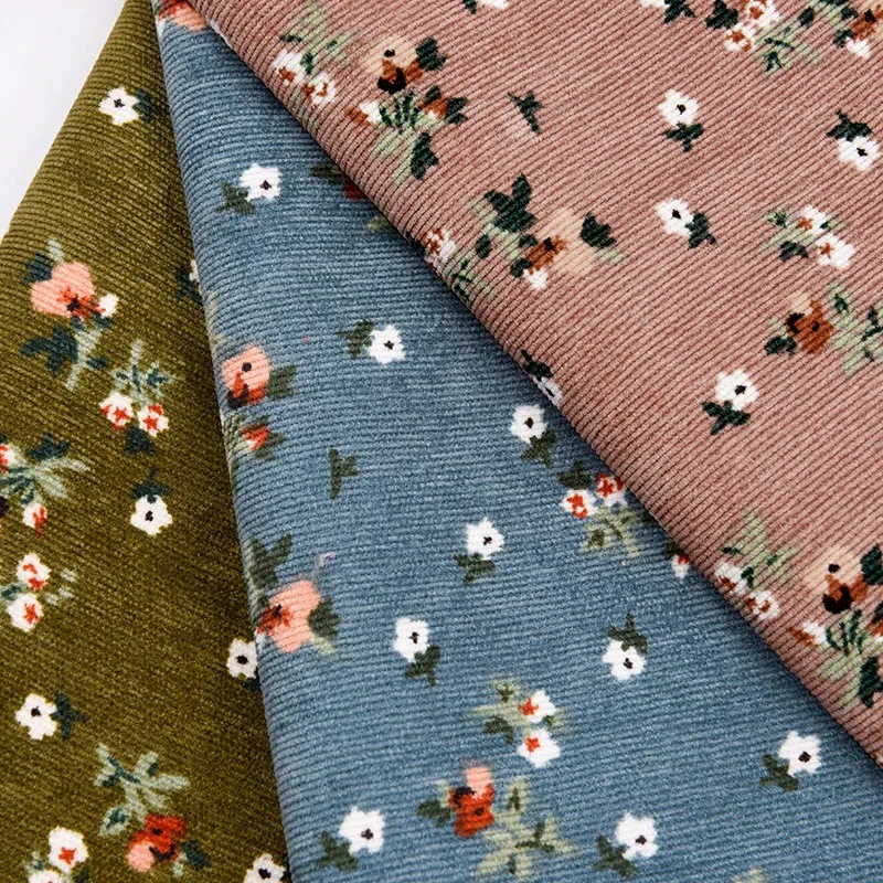 Маленькая цветочная печать новая вельветовая ткань с растительным принтом