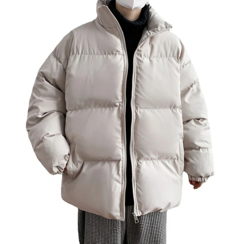 Winter new men's solid color loose thick cotton coat youth port fashion casual bread jacket cotton jacket winter  men clothing