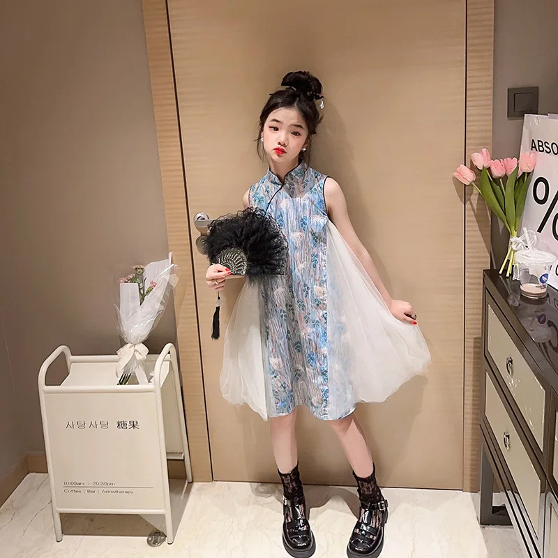 

Chinese Girls Dresses 6 8 10 12 Years Summer Chi-Pao Kids Elegant Clothes
