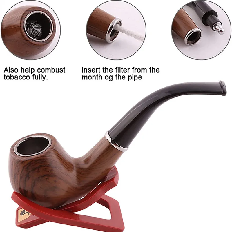 

2022 Trendy Resin Smoking Tobacco Pipe Set Classic Wooden Herb Grinder Pipe Smoking Chimney Filter Gift for Smoke Accessories