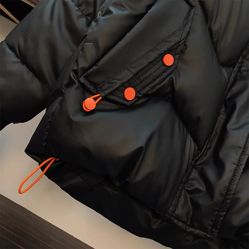 2022 New Fashion Short Down Cotton Coat Winter Thick Long-Sleeved Zipper Loose Short Coat Women