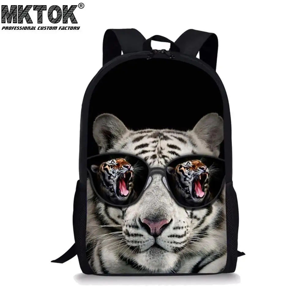 Tiger Lion Beasts Pattern School Bags Boys Personalized Customized  Students Satchel Premium Teenagers Backpacks Free Shipping