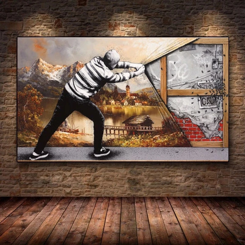 

Banksy Popular Street Graffiti Pull Canvas Painting Modern Wall Art Pictures and Posters for Living Room Home Decoration Cuadros