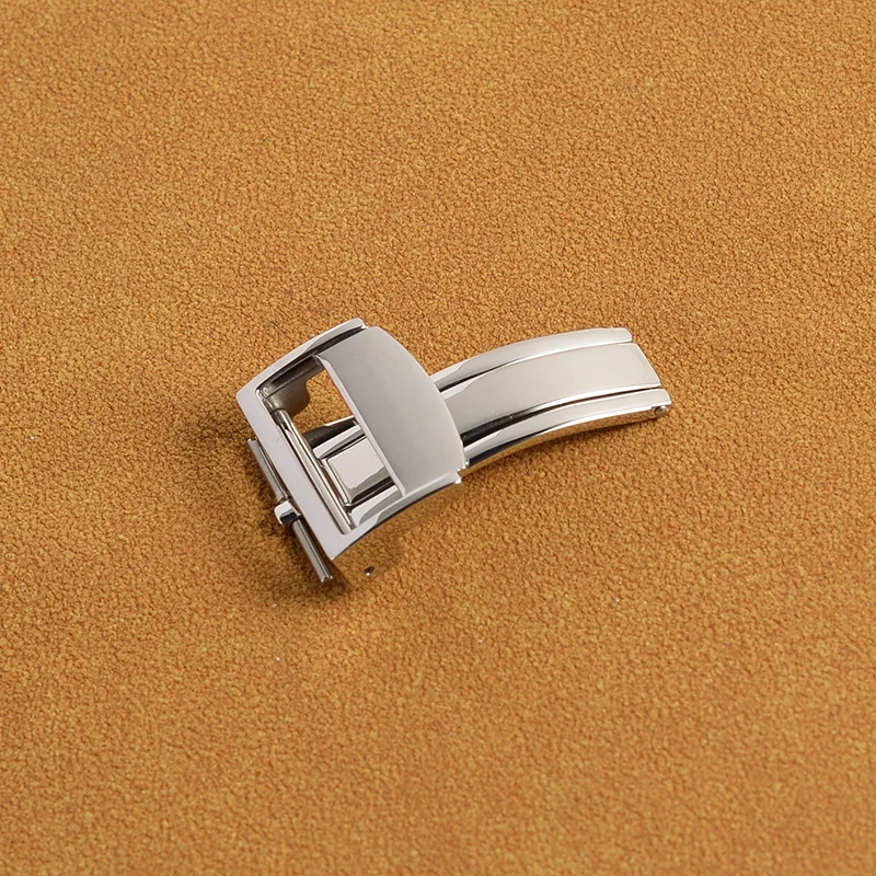 20mm Deployment Buckle For Bvlgari Rubber Leather Watch Strap Silver Stainless Steel Butterfly Clasp