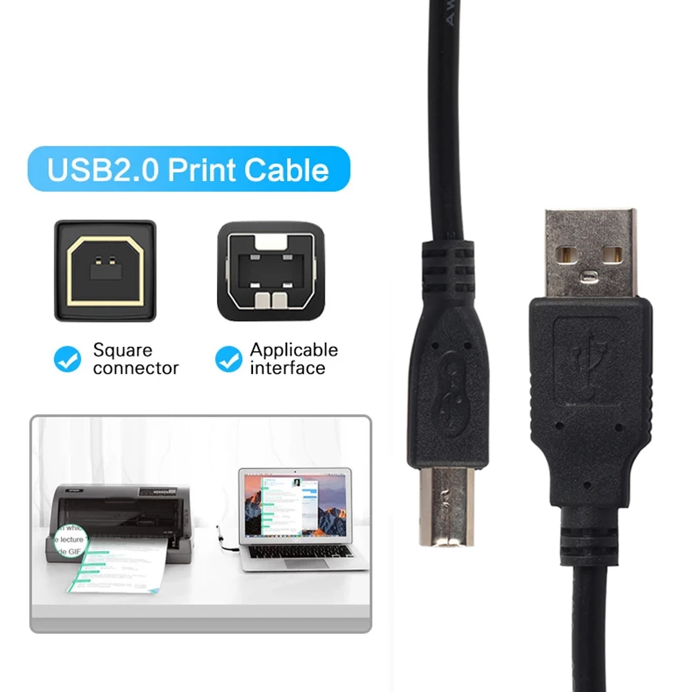 

Кабель USB для принтера, двойное экранирование типа А Папа-B папа, высокоскоростной кабель передачи данных 480 Мбит/с для ПК, сканера, принтера, ...