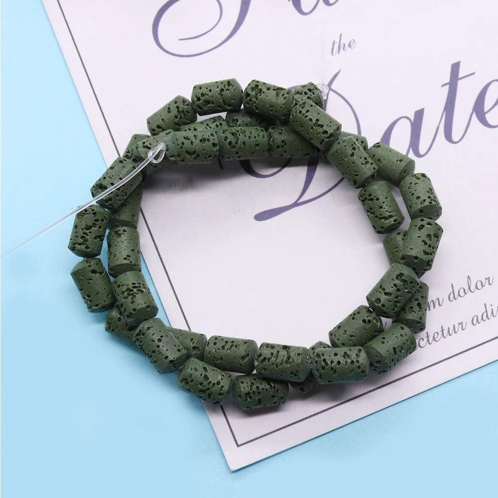 Натуральная колонна из вулканической породы черные свободные бусины цилиндр