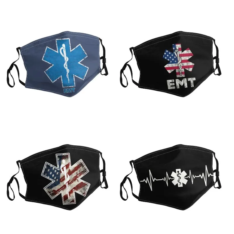 

Emt Star Of Life Washable Adult Paramedic Medic Ambulance Mouth Face Mask Dustproof Protection Cover Respirator Muffle