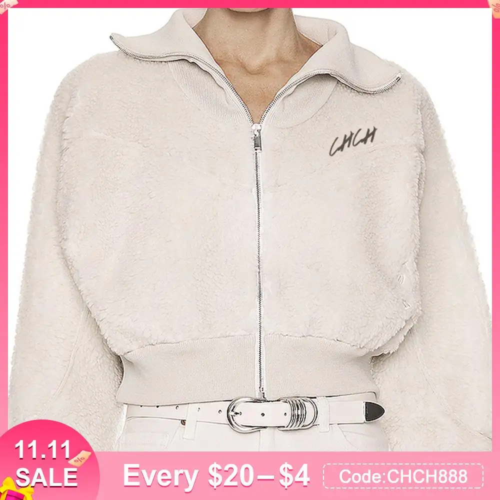 

2023 Autumn New Long Sleeve Knit Warm PU Sweater Casual Shirt Women Zip Lapel Woolen Knitwear