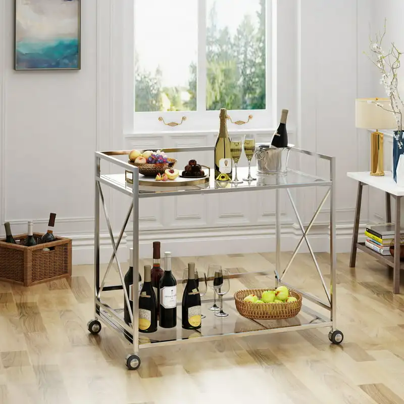 

Iron and Glass Cart, Silver