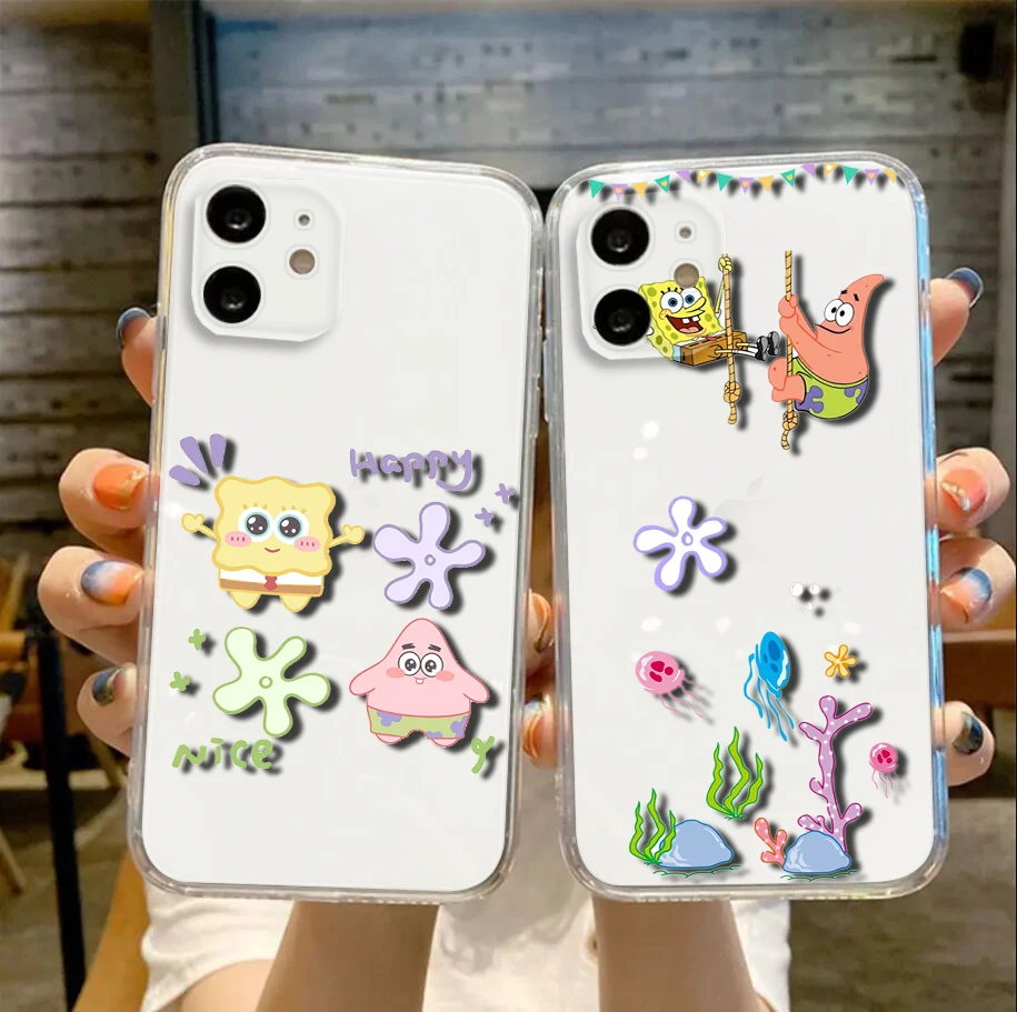 Мягкий чехол SpongeBob SquarePants для Samsung A7 A70 A71 A72 A8 A9 J2 J4 J5 J6 J7 J9 M30S M31 M51 M23 A04 A14 A23 A34 A54