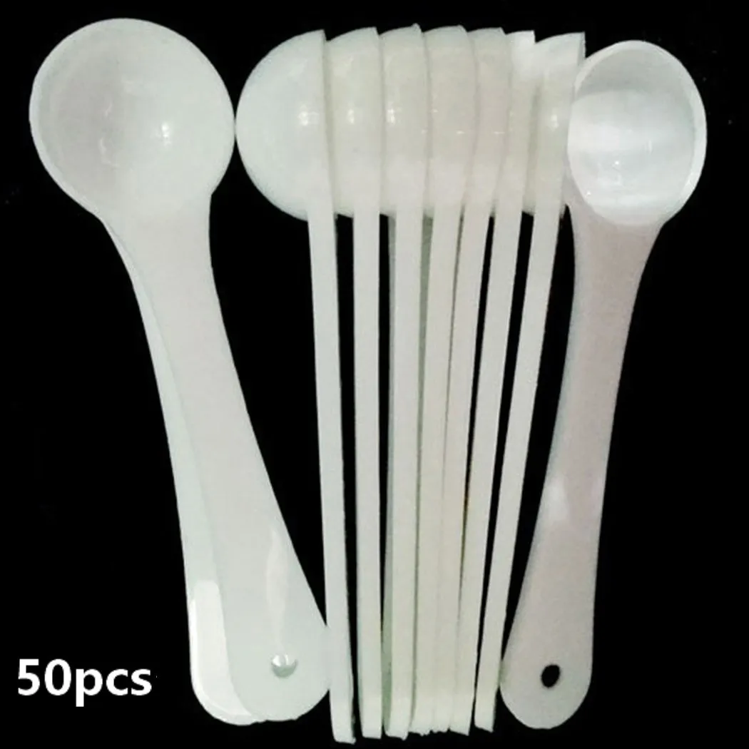 

50 Pcs 1g White Plastic Measuring Spoon Gram Scoop Food Baking Medicine Powder PP Plastic Liquid Powder Measuring Spoon