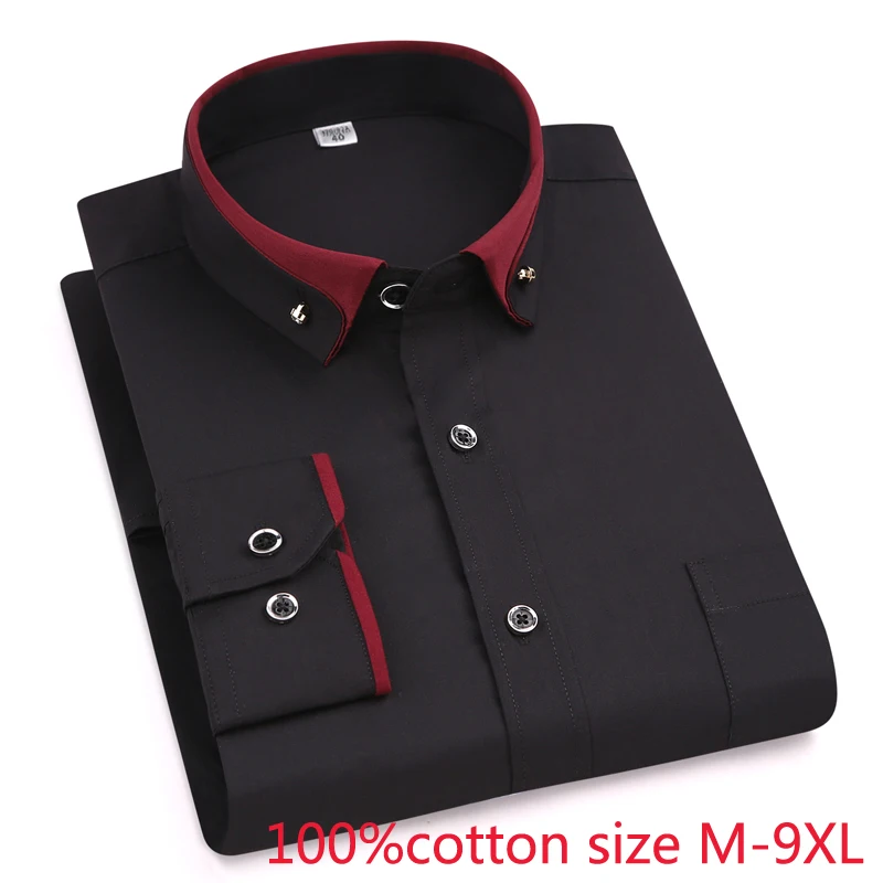 new arrival Spring autumn men formal Extra Large Pure Cotton long sleeve Shirts high quality plus size 4XL 5XL 6XL 7XL 8XL 9XL