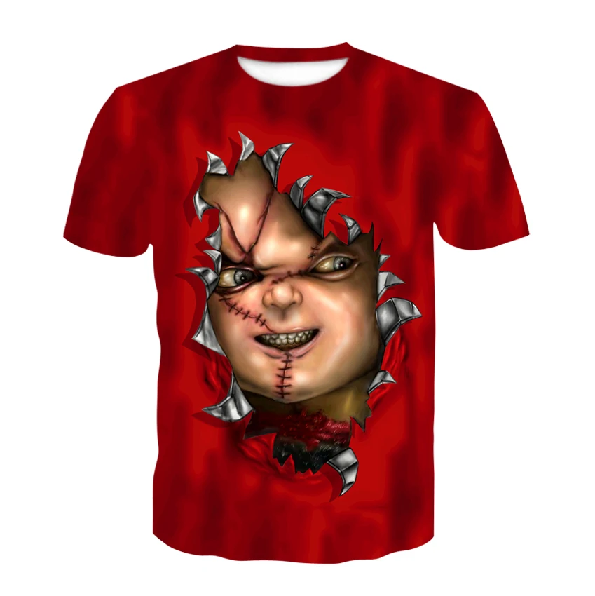 

Movie Themed Men's T Shirts Fun 3d Horror O Neck T Shirts Summer Fashion Tops Boys Streetwear Plus Size