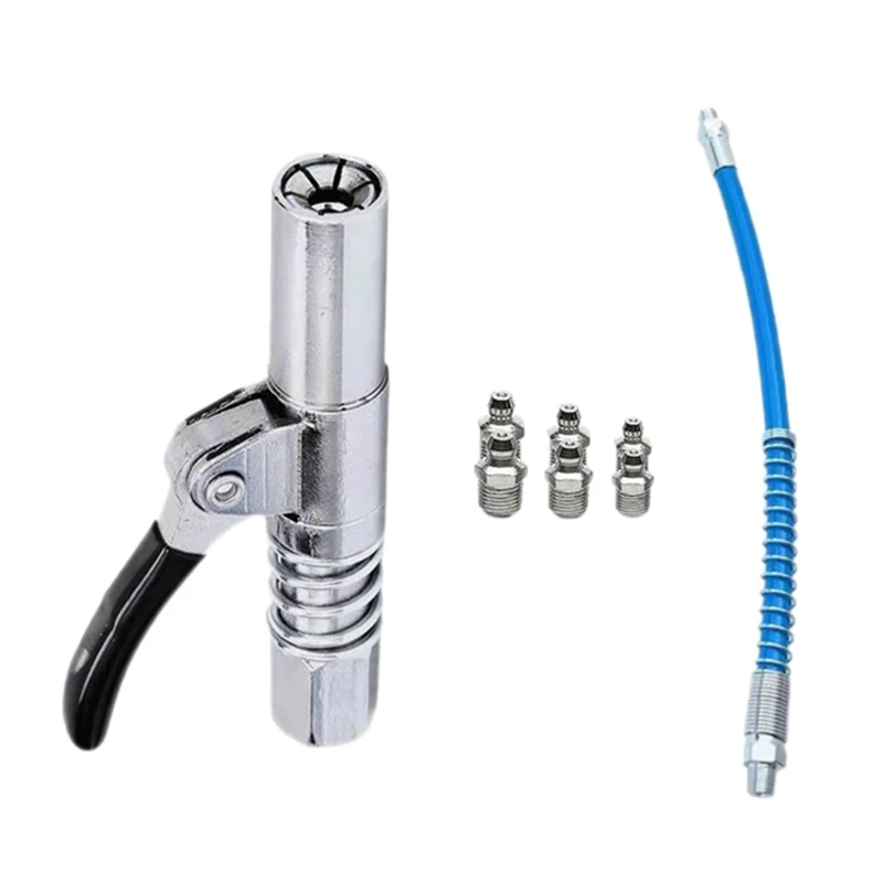 

NPTI/8 10000PSI High Pressure Grease Nozzle Clamp Grease Coupler Heavy Duty Quick Release Grease Coupler Kit
