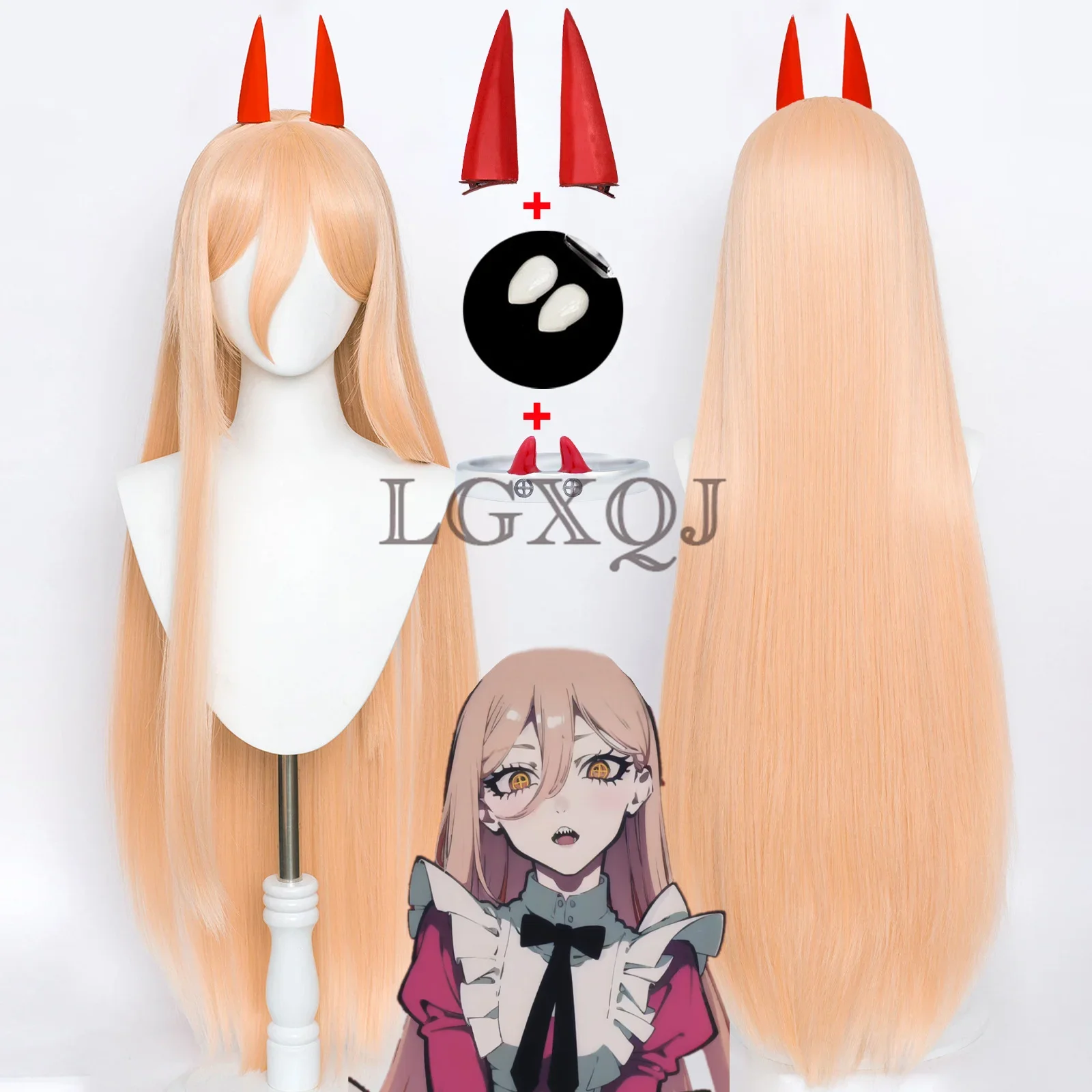 100 см Orange Power Косплей Бензопила Мужской Парик Парики Рога Makima Термостойкие Волосы