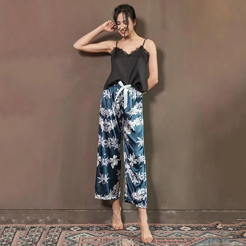 

Pajama Sets Women Loungewear Lingere Sleeping Tops Pants Fashion Home Outdoor Clothing Printed Summer Camisole Tank Nightwear