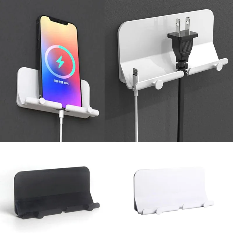 Wall Mount Charger Hook Smartphone Holder Bathroom Cable Organizer Stand Bracket Dock Pasted Mobile Phone Tablet Holder Stand