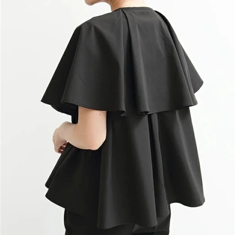 Лето 2024 новый свободный дизайн блузка с круглым вырезом женские однобортные