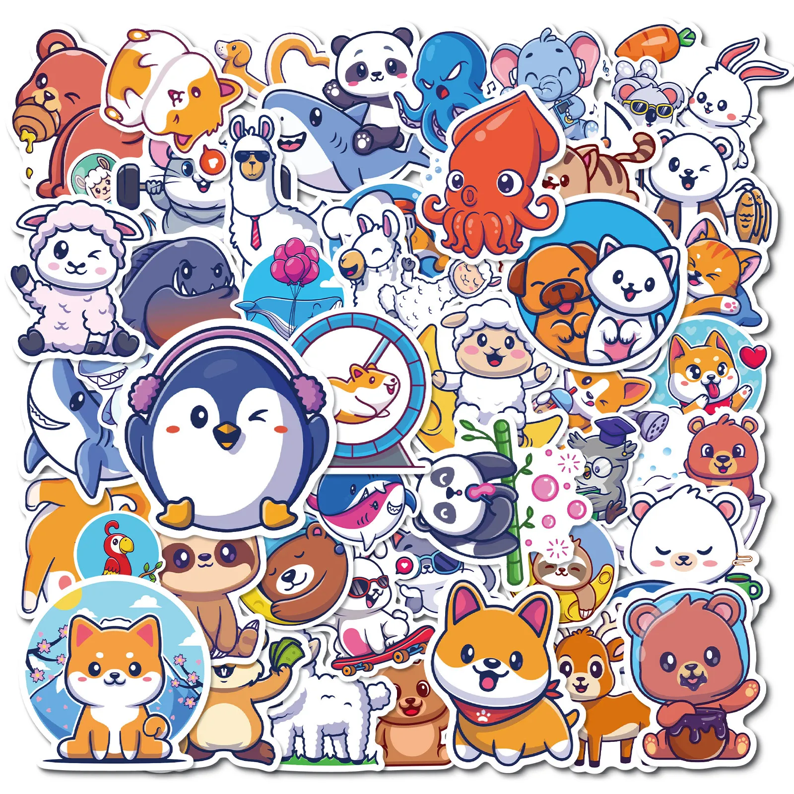 Наклейки с милыми мультяшными животными 10/30/50 шт