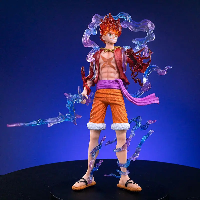 

21CM Bicolor Nika Luffy With Weapon Figurine One Piece Anime Action Figure PVC statue model Kids Toys Japan Manga Cartoon Gift