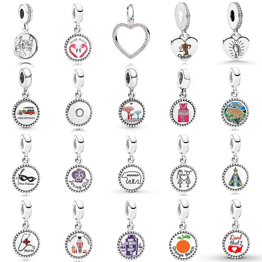 

New S925 Silver Diamond Heart Orange Pattern Pendant Can Be DIY Beads Scattered Beads Accessories with A Variety of Matches