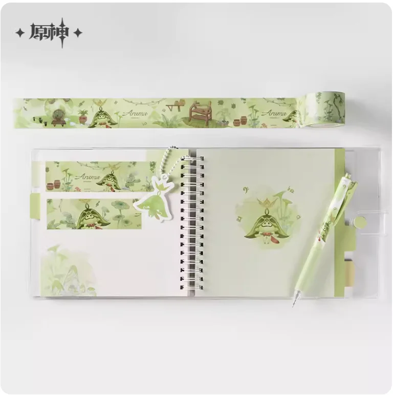 Коллекция 2024 года блокнот и бумажная лента из аниме Genshin Impact аранара набор ручек