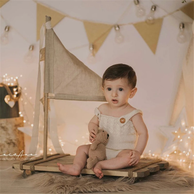 Wooden Small Raft Newborn Shooting Props Baby Full Moon Hundred Days Growth Photography Studio Photo Auxiliary Ornaments