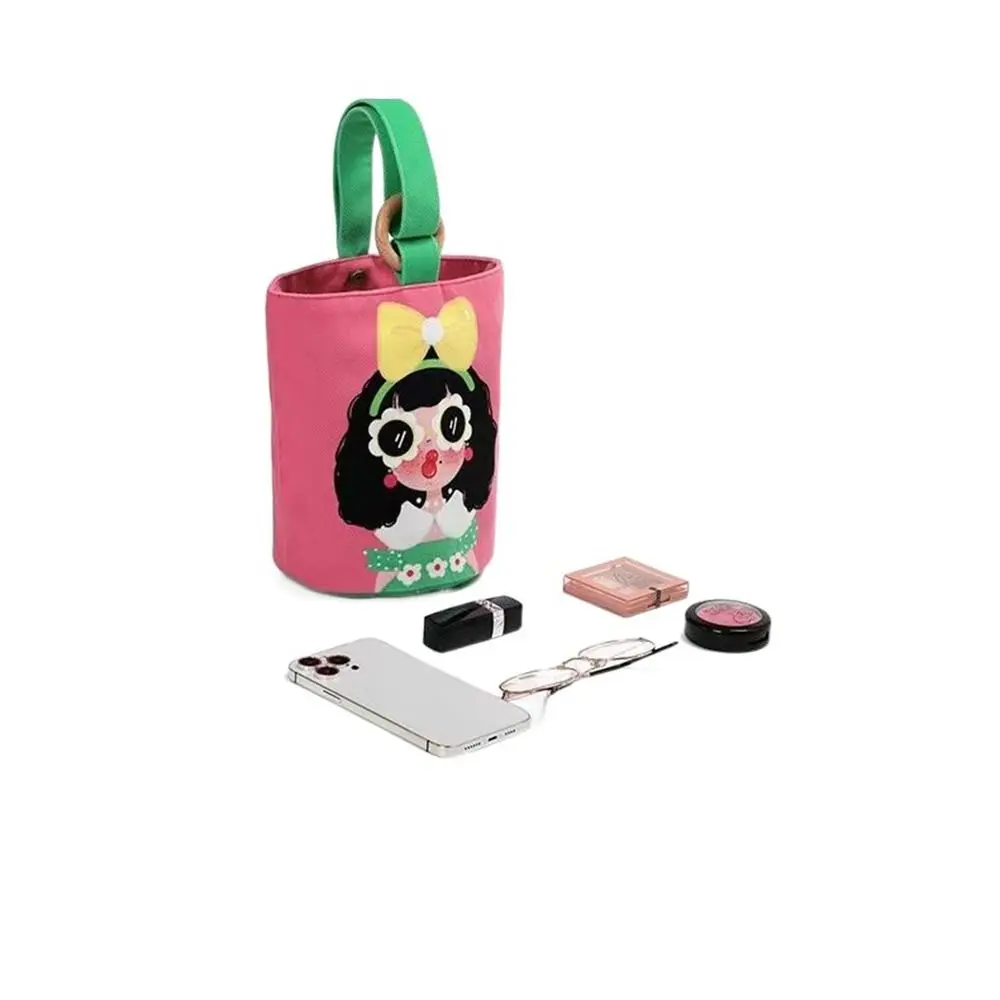 Подходящая ко всему мультяшная Холщовая Сумка-мешок для девушек в Корейском