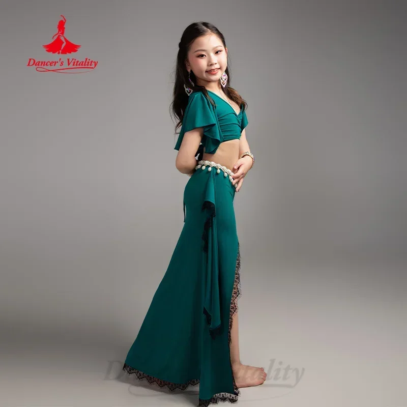 Одежда для тренировок BellyDance детей топ с коротким рукавом и V-образным вырезом +